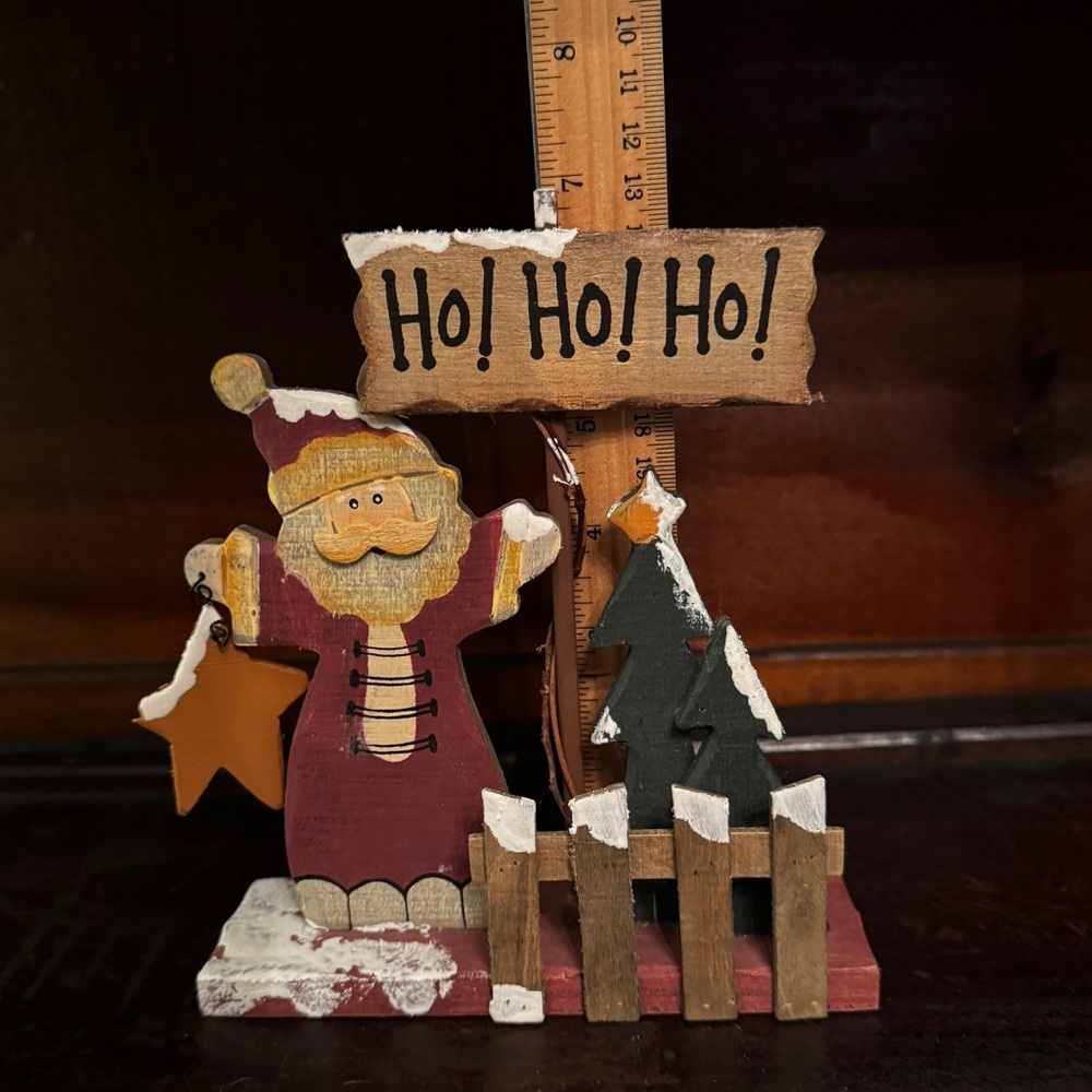 Rustic Wooden Santa Christmas Decor | Ho Ho Ho Holiday Figurine - Picture 5 of 5
